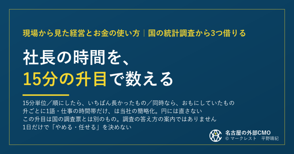 社長の時間を、15分の升目で数える（マークレスト）